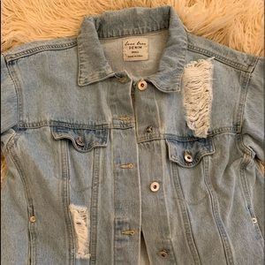 Oversized Distressed Jean Jacket